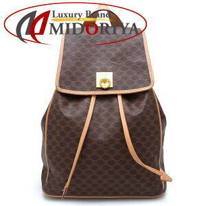 Celine drawstring backpack macadam canvas leather brown natural es